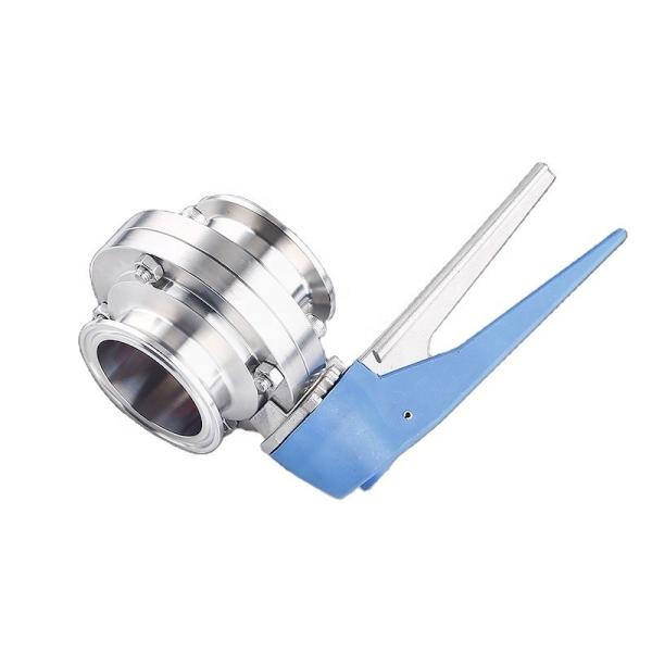 Stainless Steel 304 Butterfly Valve with Blue Trigger Handle and Tri Clamp