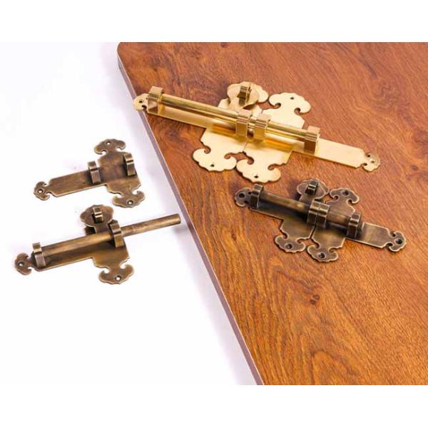 Chinese-Style Courtyard Garden Gate Bolt High Security Antique-Style Copper Door Latch With Round Corner Latch Faceplate