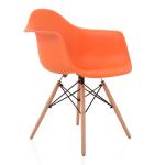 Nordic Orange Molded Plastic Dining Arm Chair Beech Wood Eiffel Legs Stable