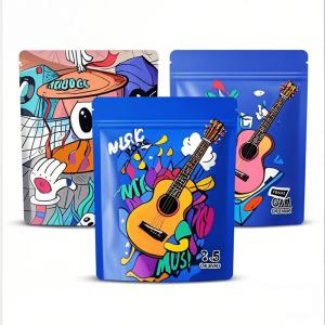 Wholesale Custom Printed 3.5g Aluminum Foil Mylar Stand Up Pouches Smell Proof Resealable Ziplock Food Packaging Bags Die-cut Design from china suppliers