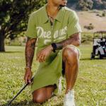 Custom Logo Knitted Mohair Polo Shirt Unisex Shorts Set Men Summer Mohair Zip up