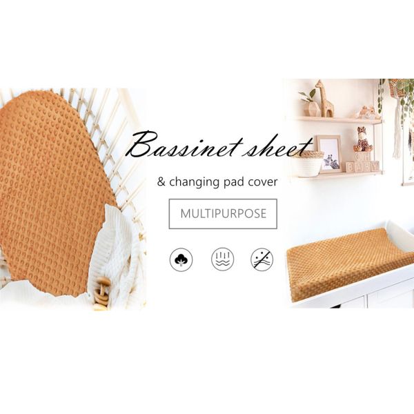 2 Piece Minky Dot Bassinet Fitted Sheet, Soft and Warm Fleece Cradle Sheets for Boys and Girls