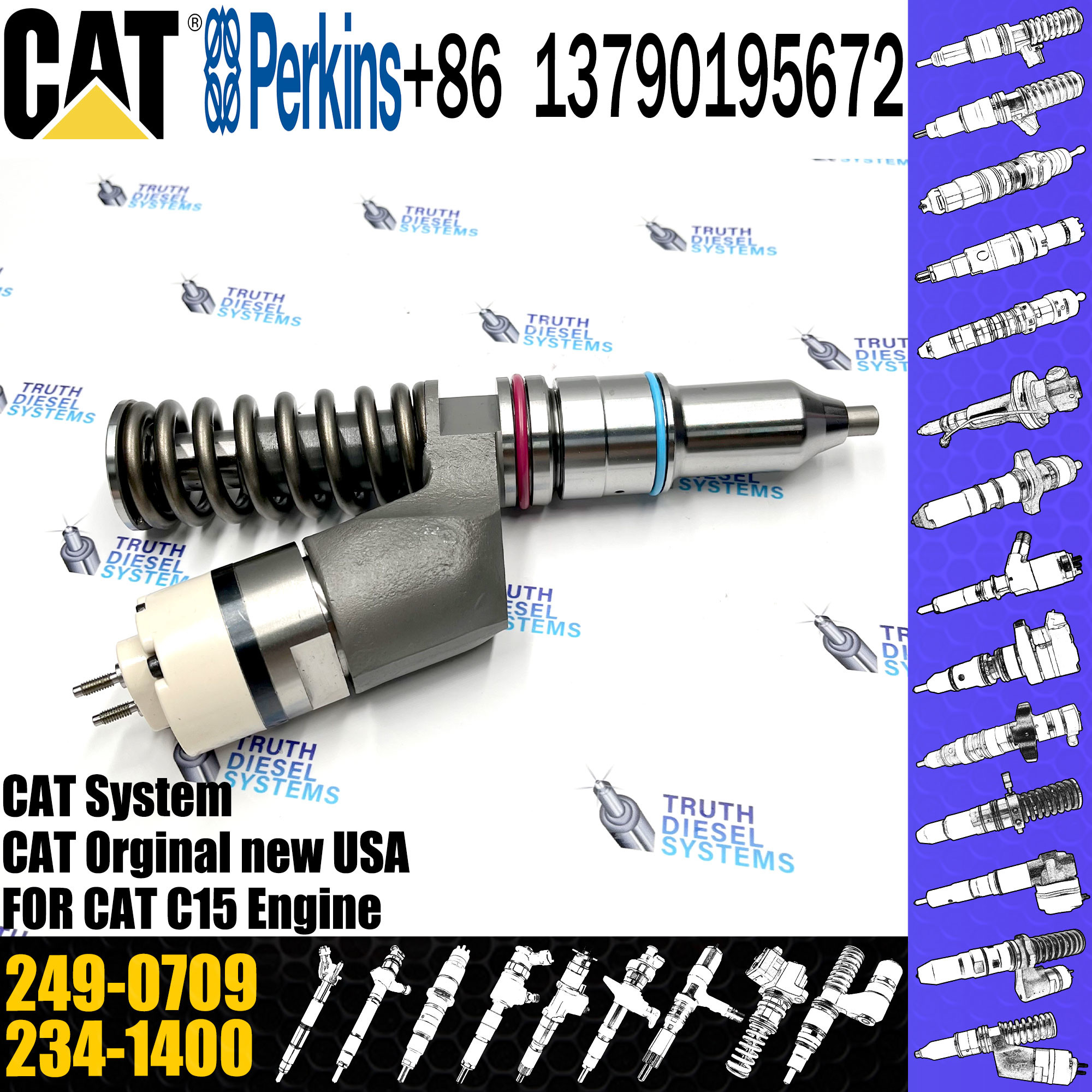 C15 Engine Diesel Fuel Injector Assembly 374-0750 200-1117 249-0709 10R-1273 10R-1273 10R-9236 10R-3265