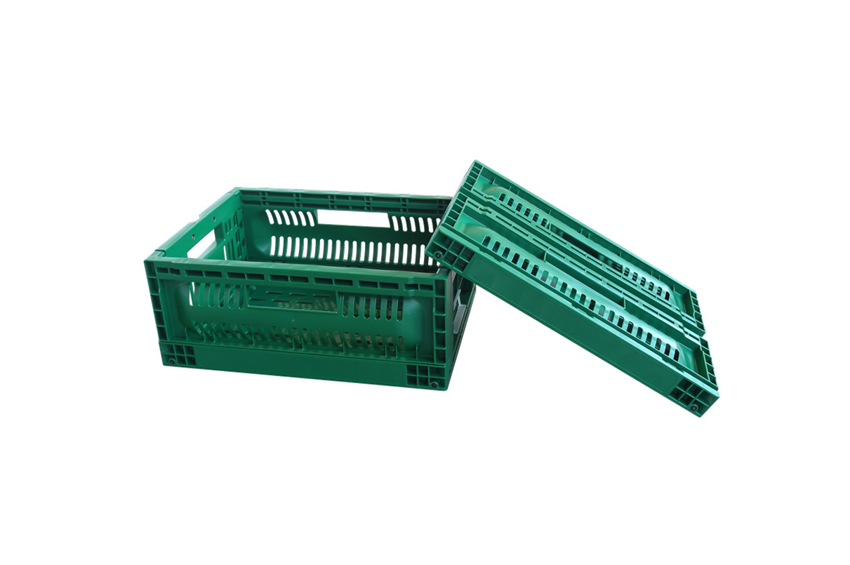 Foldable 400*300*38mm Reusable Virgin PP Storage Collapsible Plastic Vegetable Crate