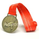 Kazakhstan 3D antique bronze medals customized, with blue ribbon medal