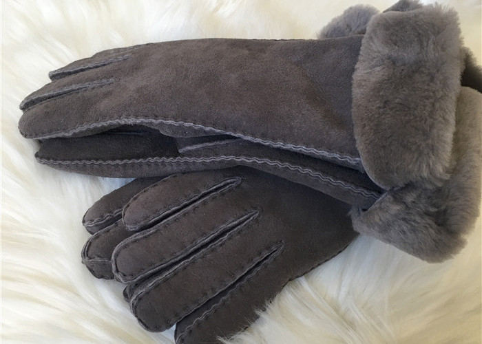 Warmest Sheepskin Leather gloves MENS SUEDE SHEARLING LINED WINTER GLOVES