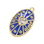 Zircon Oval Enamel Heart Pendant Gold Plated Charms OEM