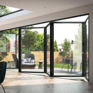 Wholesale Modern Aluminum Folding Door Soundproof Storm Glass Door Patio Door Sturdy from china suppliers