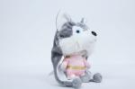 Grey / White Husky Dog Plush Toy , Adorable Siberian Husky Stuffed Animal