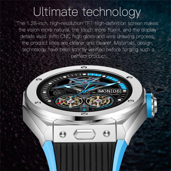 2021 New Arrival Black Silicone Band CPU GR5515 Bluetooth 5.0 Android IOS Support Smart Wristwatch