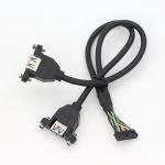 Screw Locking Stud Dual USB 3.0 Type A Female Panel Mount Cable