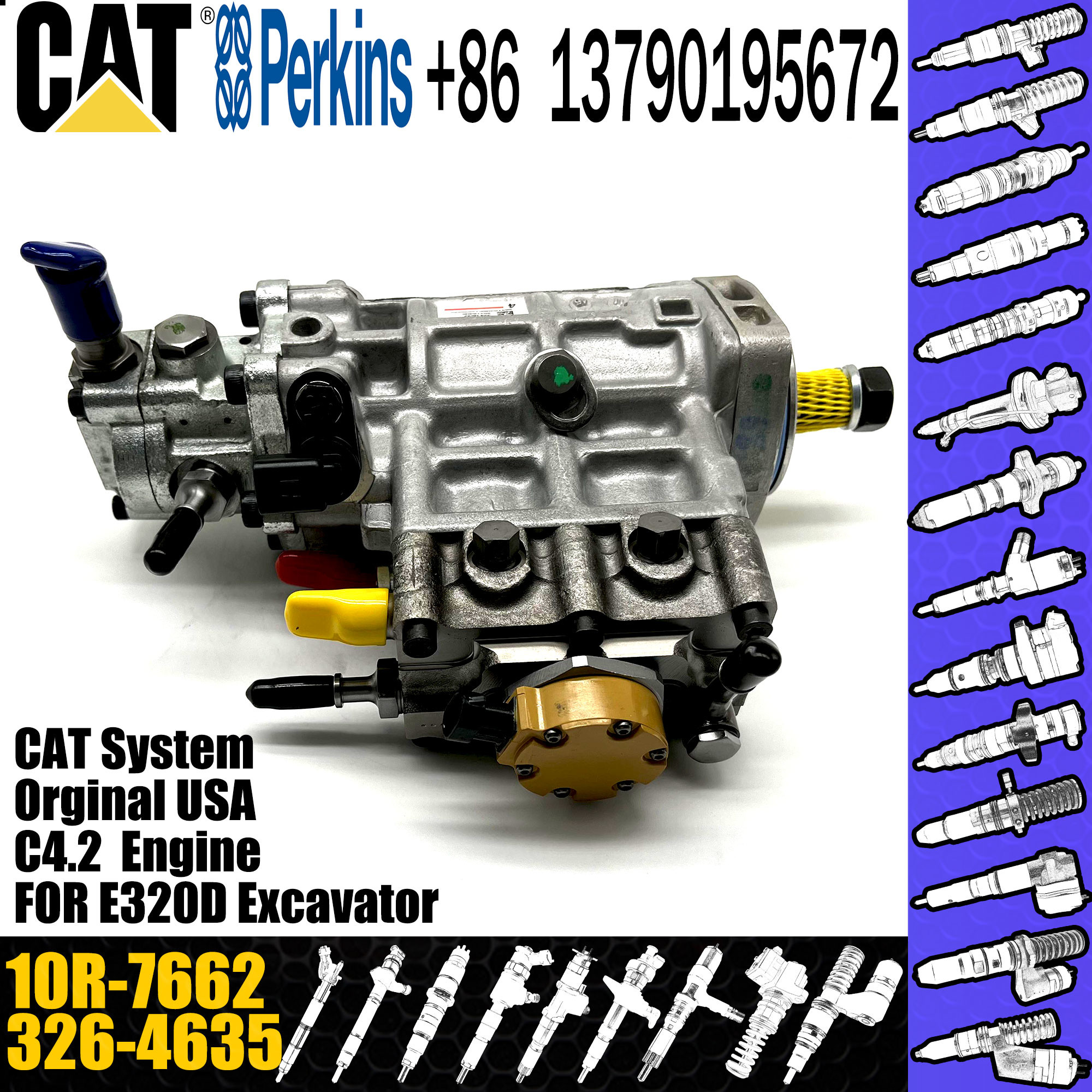 Cat Engine Fuel Pump 326-4635 10R-7662 For Caterpillar C6.4 Fuel Injection Pump