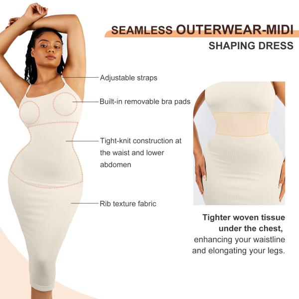 Sustainable Women Plus Size Shapewear Custom 2023 Seammless Body Shaper Bodycon Midi Shaping Dress
