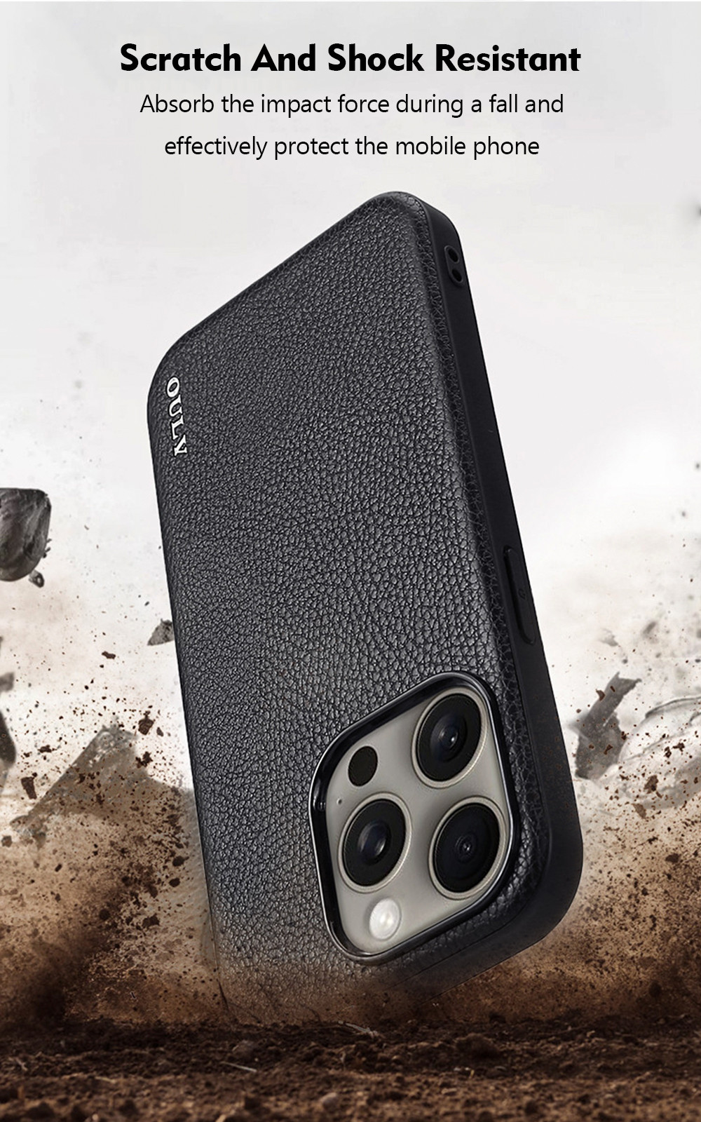 Vegan Leather Cell Phone Cover Shockproof For IPhone 16 15 Pro Max