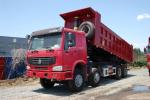 Stock Howo 371hp 8x4 Heavy Duty Dump Truck For Promotion In Red Color