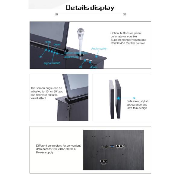 18.4 Inch LCD FHD Hidden Monitor Lift Computer System With Microphone