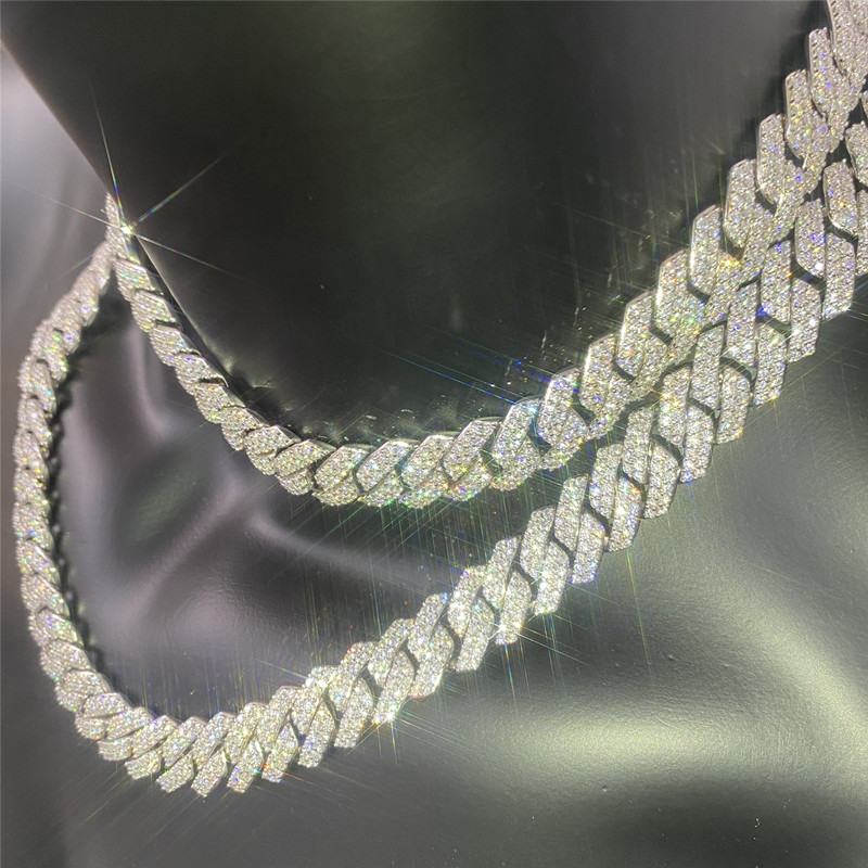 GRA Diamond Chain Necklace 18 Inch 925 Sterling Silver VVS Diamond Chain