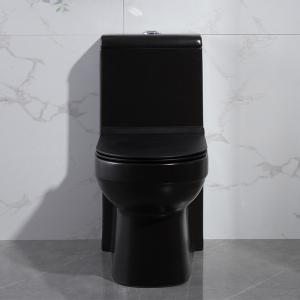 Wholesale Elongated Matt Black Dual Flush One Piece Toilet 1.6 Gpf Cupc Ceramic Round from china suppliers