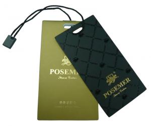 Wholesale Gold / Black Personalized Garment Custom Printed Hang Clothing Tags Silk Screen Printing from china suppliers