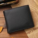Men's Short Credit Card Holder Coin Purse Three Fold Zipper Pu Palmprint Leather