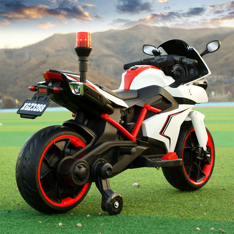 Kids' Electric Ride On Police Motorcycle Car with One-Touch Start and Police Lights