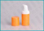 Orange PP Airless 15ml 50ml 30ml Pump Bottle Cylinder Shape For Cosmetics