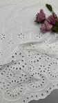 White 100% Cotton Laser Out Floral Embroidered Cotton Fabric By The Yard For