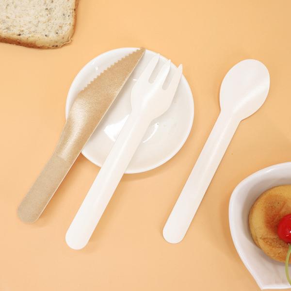 disposable degradable paper knife tableware set western dessert fork easy to carry paper spoon