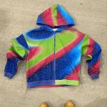 Vintage Oversized Rhinestone Graphic Hoodie No String Spray Painting Sun Faded