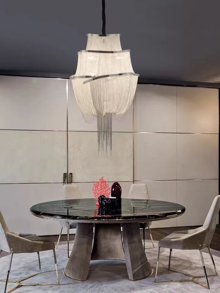 Luxury Metal Aluminum Brass Pendant Light Living Room Modern LED Chandelier