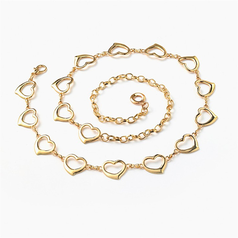 Fashion Heart Flower Shape Metal Waist Chain With Small Ball Pendant For Women Decorative Dress