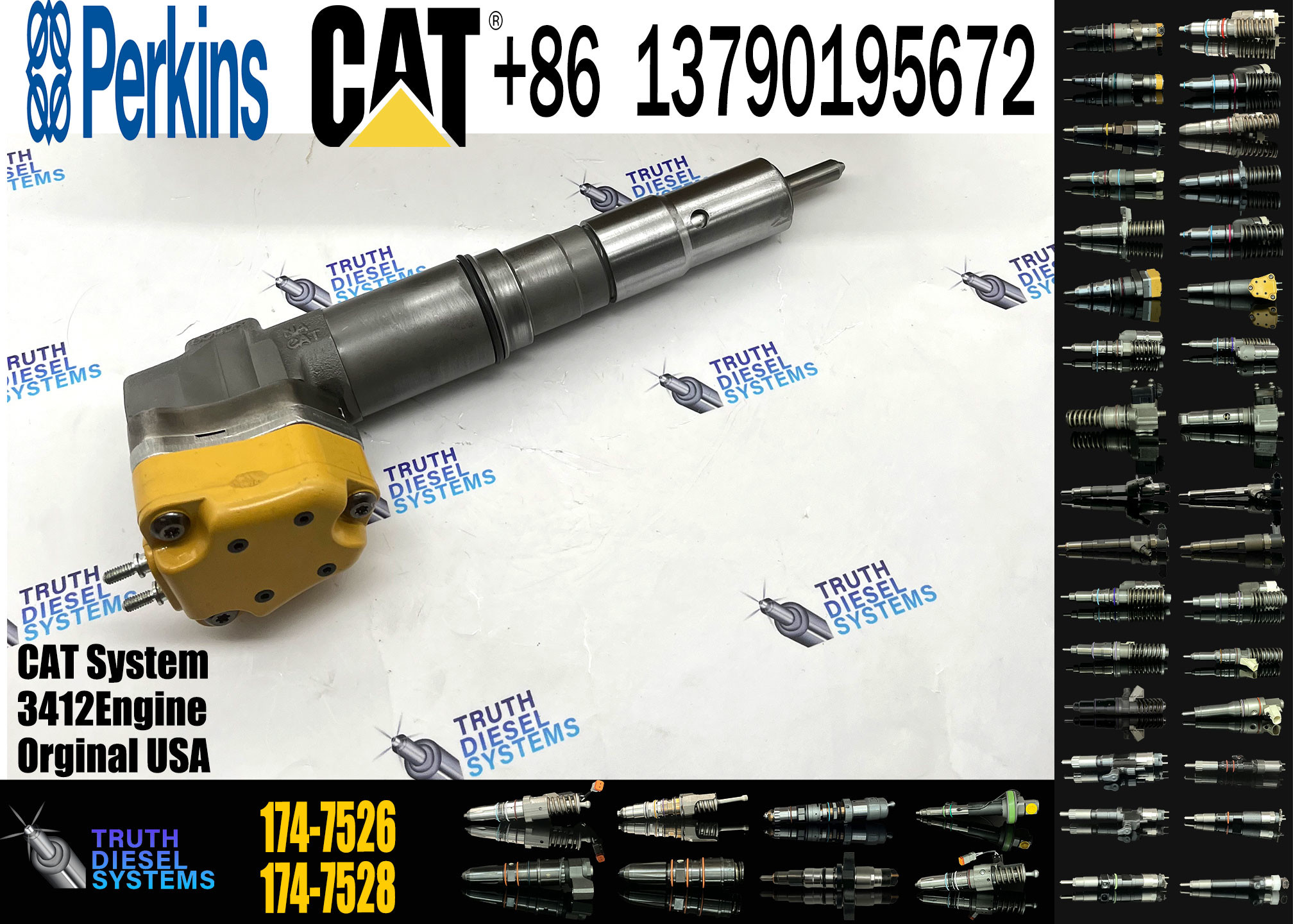 Top quality 3412 injector 20R0758 common rail fuel injector 1747526 174-7526