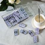 Clear Box Acrylic Jumbo Double 6 Gold and Diamond Dominoes