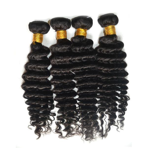 Full And Thick Ends Brazilian Curly Hair Extensions , Deep Wave Human Hair