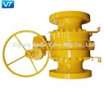 Casting Steel Trunnion Ball Valve ASME B 16.10 Worm Gear Operated
