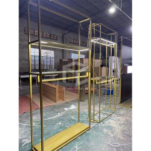 Wholesale T4 Light Clothing Shop Display Furniture Electroplate 201 Stainless Steel Display Stand from china suppliers