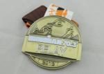 Antique Brass Plating Ribbon Medals Die Casting , Iron Man Medal