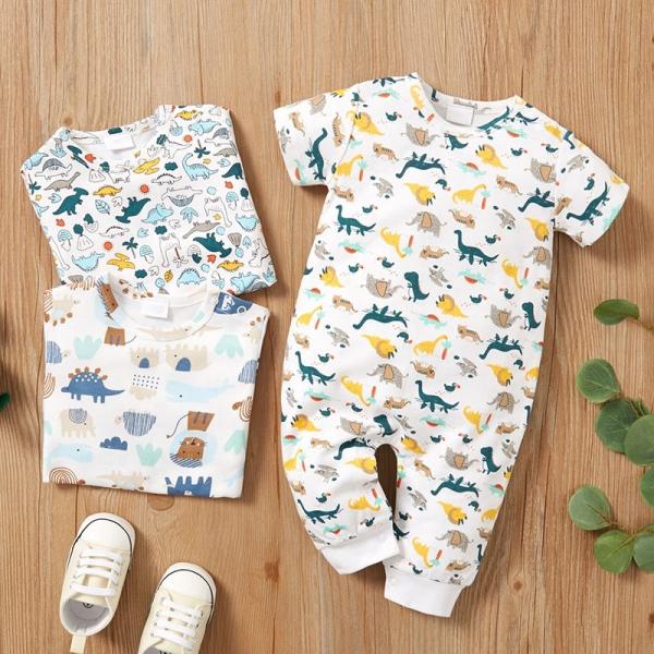 New Long Baby Creeper One Piece Baby Snap Baby Cotton With Printing Newborn Boys