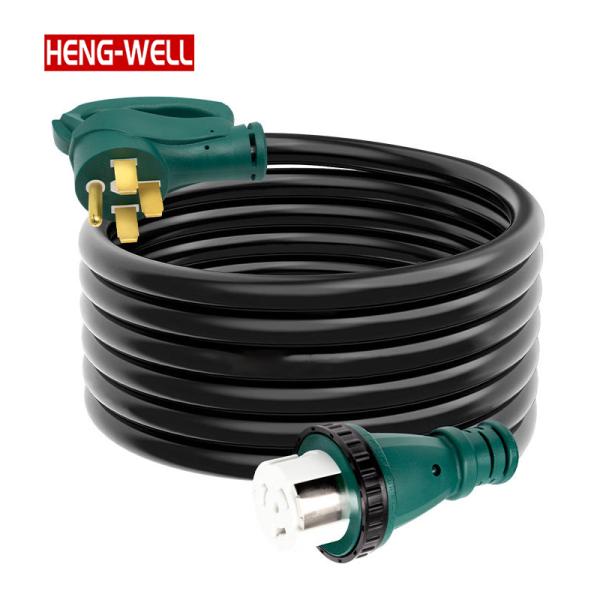 25ft Marine Shore Power Cord 50 Amp 14-50P SS2-50R 125/250V Twist Lock Plug for RV Generator Welder Charger SJTW Wire Type 50ft