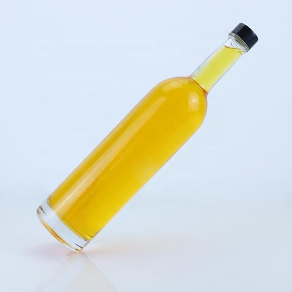 Custom Logo 700ml 750ml High Flint Round Shape Glass Bottle with Screw Top Finish