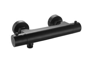 Wholesale Thermostaic Temperature Adjustable Shower Spout Mixer Matt Black Color Brass Tap Faucet OEM Round Classical from china suppliers