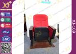 Red Color Church Lecture Hall Seating MDF Writing Pad Cocked PP Outerback