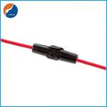 Black Housing 5x20mm Glass Tubing In-Line Fuse Holders With Red Wire 18AWG 15CM