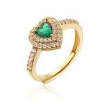 Gold Plated 18k Wedding Ring Heart Colorful Crystal Diamond Engagement For Women