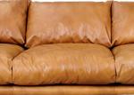 L210cm Full Grain Metal Leg Vintage Tan Leather Sofas With Eiderdown Cushion
