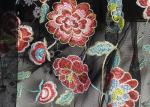 Rich Floral Embroidered Mesh Fabric For Dresses , Vintage Heavy Lace Fabric