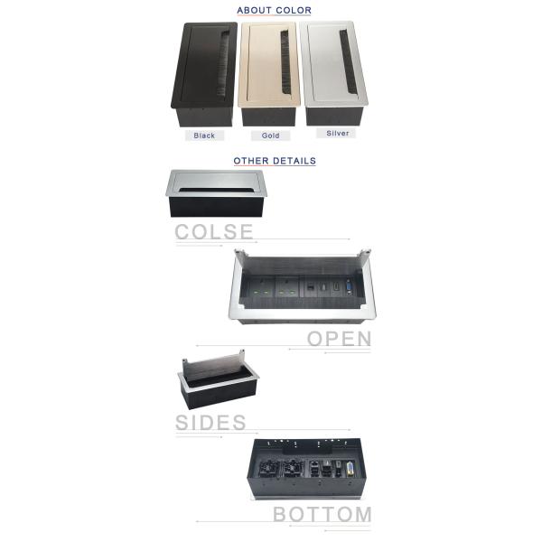 Aluminum alloy strong panel UK power recessed desktop power socket box