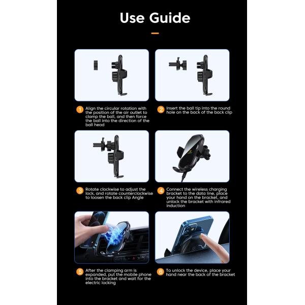 Essager 2022 Premium Air Vent Infrared Control Cell Phone Holder Fast Charging Mount 15W Qi Wireless Charging Holder For Car