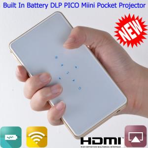 China Built In Battery Mini Handy PICO DLP Projector With HDMI USB DLNA Wifi For PPT Display on sale