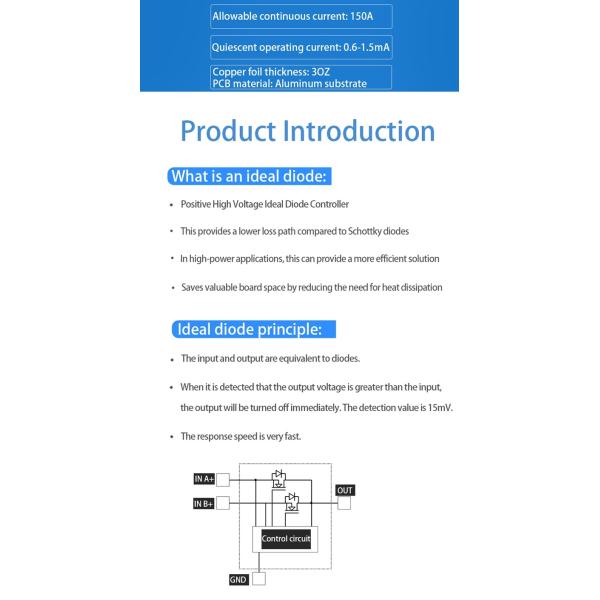 Enerkey 100V 150V 200V 150A 2 Channels Ideal Diode Controller for Photovoltaic Solar Base Station Power Charger